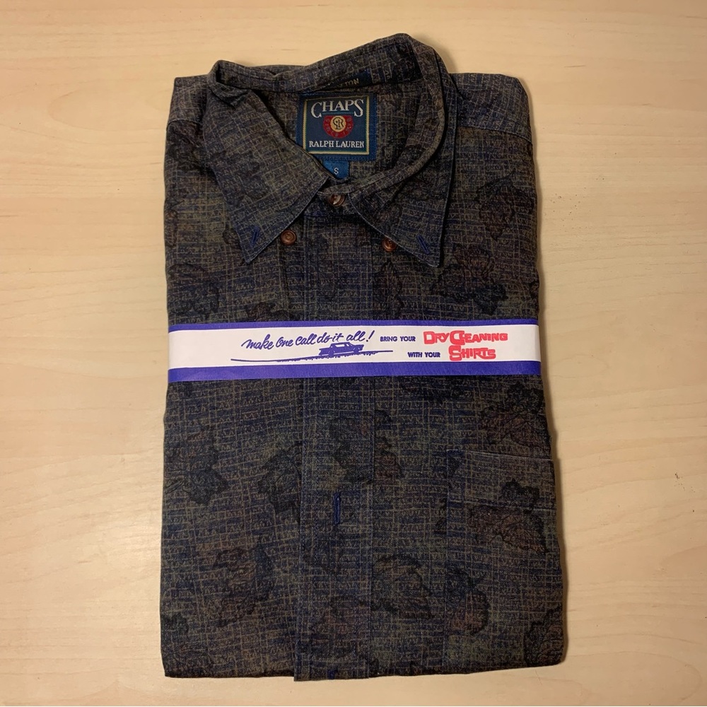 NWT Vintage Chaps Ralph Lauren 90s patterned long sleeve cotton button up small
